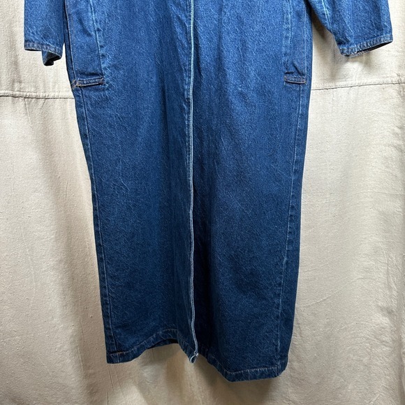 Denim Duster Long Coat Jacket Blue Button Western cowboy riding